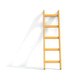 Wood ladder on white background