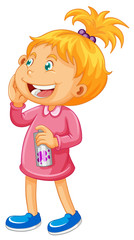 Girl in pink with spray bottle