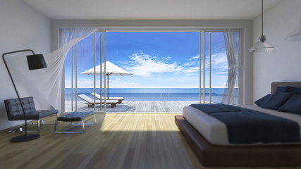 Obraz na płótnie Canvas 3d bedroom sea view