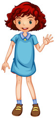 Fototapeta premium Girl in blue dress greeting