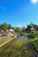 Fototapeta premium Beautiful european garden scene on sunshine day in Japan