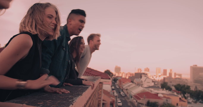 After work rooftop party for young adult hipster friends