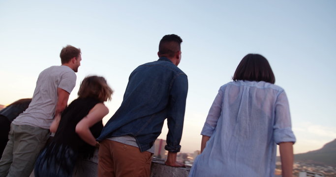 After work rooftop party for young adult hipster friends