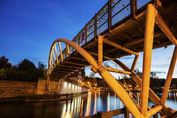Small bridge on Brda River in Bydgoszcz - obrazy, fototapety, plakaty