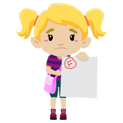 Vector Illustration of a Little Girl showing her Failed Exam