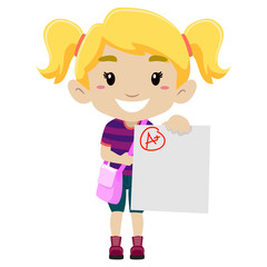 Vector Illustration of a Girl showing her A plus Exam