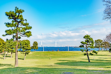 Japan coast park in Yokohama, Japan. It is known as Rinko-Park.