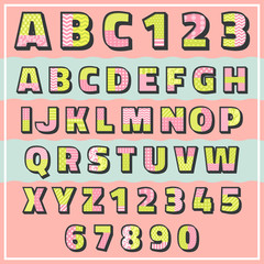 pop color pattern font with number