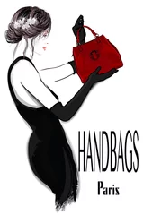Photo sur Plexiglas Art Studio Mannequin femme en robe noire avec sac à main