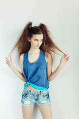 Obraz premium young girl with pigtails