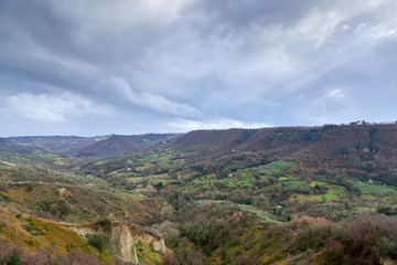 Naklejka premium landscape around the Civita di bagnoregio