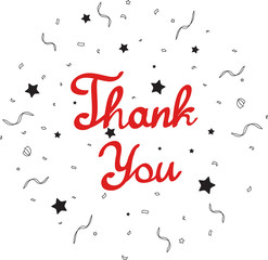 Obraz premium Thank you hand drawn lettering with confetti