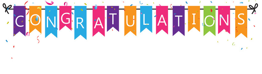 Congratulations with bunting flags - obrazy, fototapety, plakaty