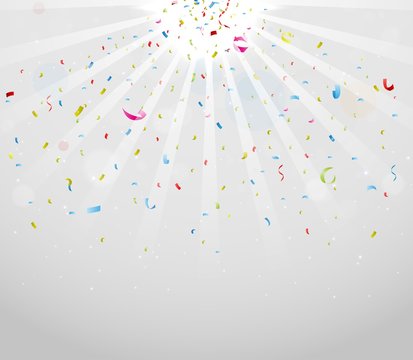 Colorful sparkling confetti on gray background
