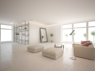 White modern interior design 
