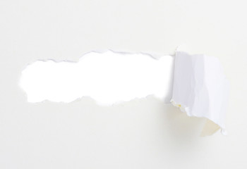 Torn paper banner, isolated on white