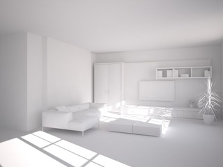 Naklejka na ściany i meble White modern interior design 