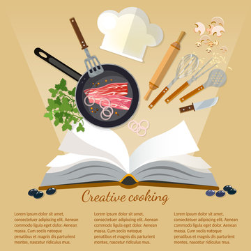 Cookbook creative cooking kitchenware and food