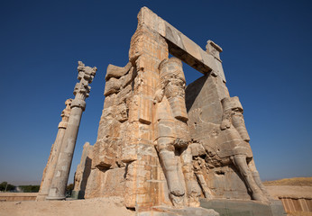 Entrance Gate of All Nations from Ruins of Persepolis in Shiraz