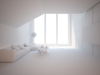 Fototapeta premium White modern interior design 
