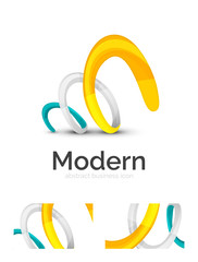 Fototapeta premium Abstract 3d swirl ribbon logo template with business card corporate identity design