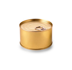 metal tin with fish products