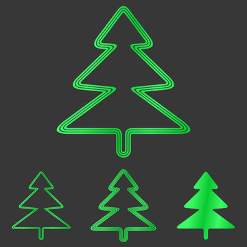 Green pine tree logo design set