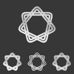Silver line star logo design set