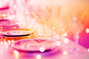 Table set for an event party or wedding reception
