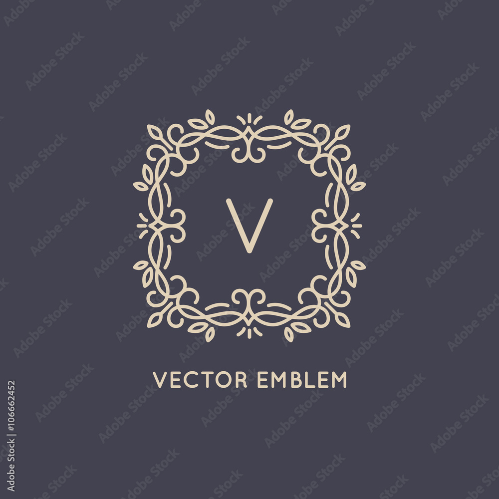 Poster vector logo design template in simple and trendy linear style
