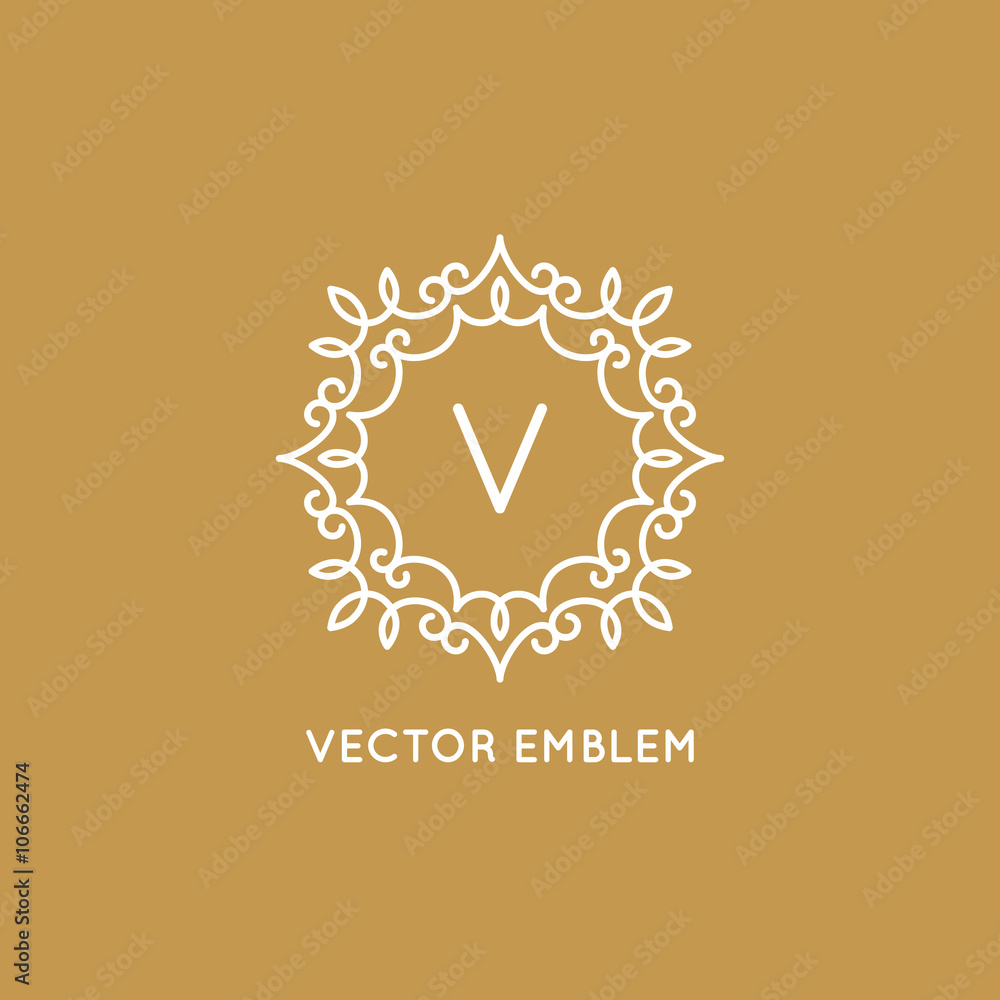 Aufkleber Vector logo design template in simple and trendy linear style