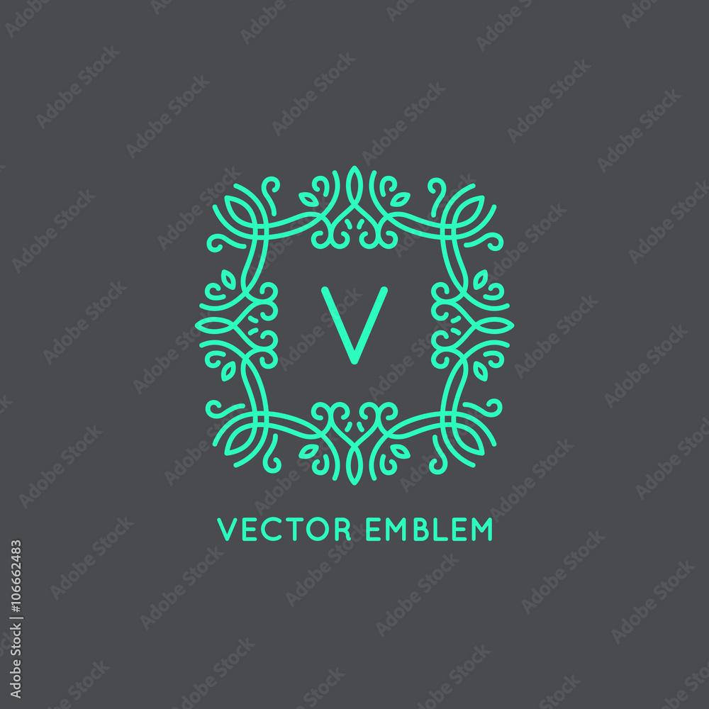 Aufkleber Vector logo design template in simple and trendy linear style