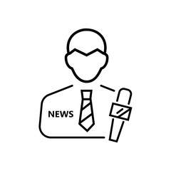 Reporter icon in thin line style. Vector illustration