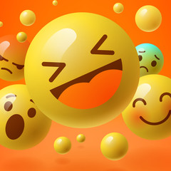 Background with group of smiley emoticons