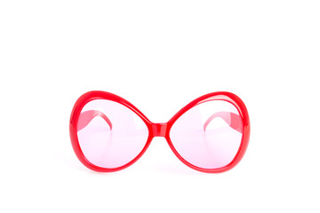 Fototapeta premium Close up black eye glasses isolated on white