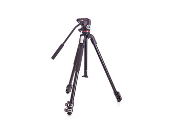 New video or camera tripod isolated on white
