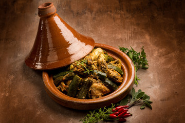tajine with meat vegetables and spice