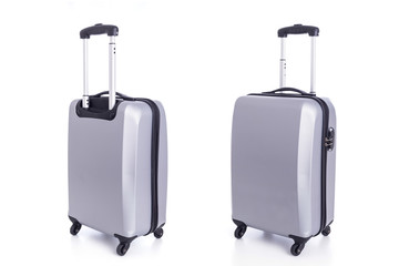 Big grey luggage isolated on white background