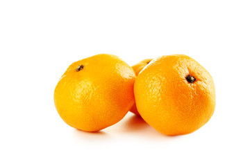 Ripe mandarins isolated on a white