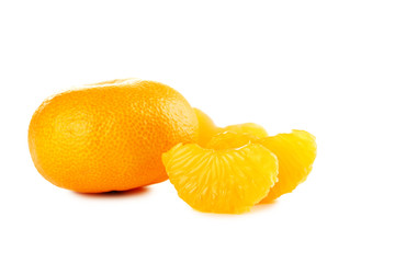 Ripe mandarins isolated on a white