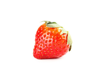 Ripe red strawberry isolated on a white