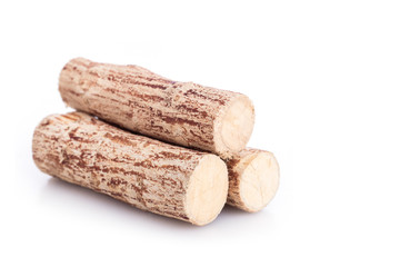 Close up Thanaka wood isolated on white