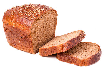 Black bread with fresh coriander seeds closeup