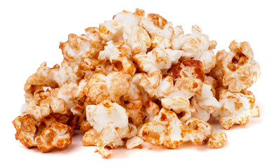 heap of popcorn isolated on white background