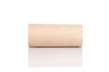 Paper tube of toilet paper isolated on white