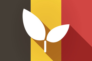 Long shadow Belgium flag with a plant