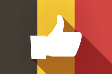 Long shadow Belgium flag with a thumb up hand