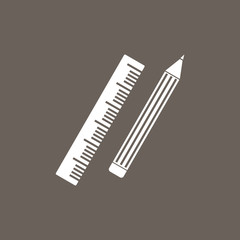 Ruler & Pencil Icon on Dark Gray Color. Eps-10.