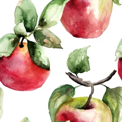 Tuinposter Aquarel fruit Gestileerde aquarel appel illustratie