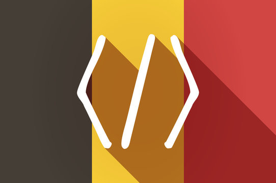 Long shadow Belgium flag with a code sign